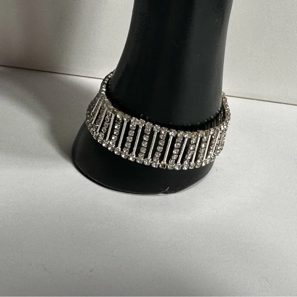 Vintage Rhinestone Bracelet Art Deco Flapper Ladder Style Flaw Shabby Chic